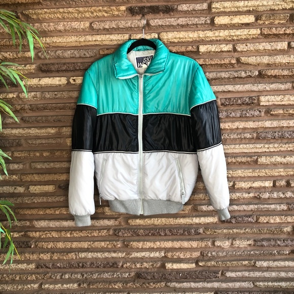 Vintage Jackets & Blazers - Vintage 80s Colorblock Puffer Ski Snowboard Jacket